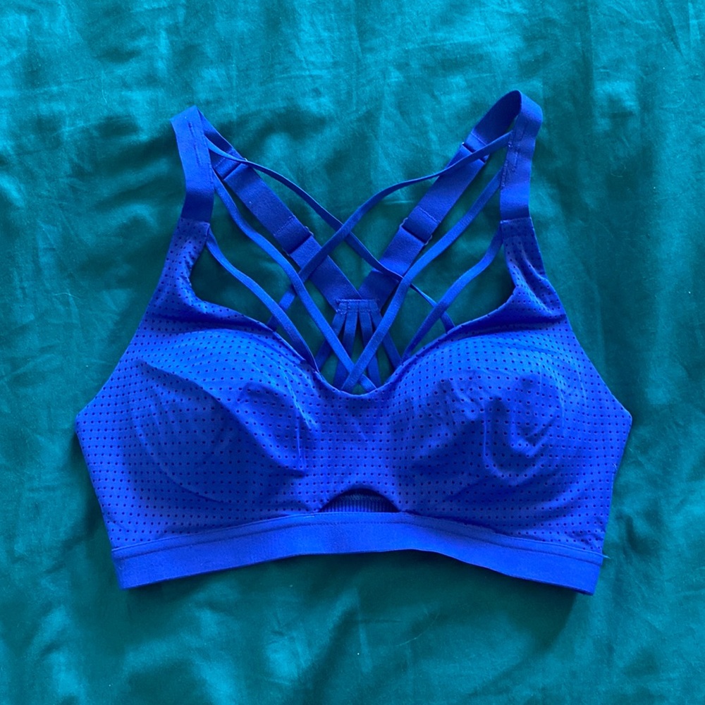 Victoria’s Secret Strappy Supportive Sports Bra Royal Blue 34C Medium EUC